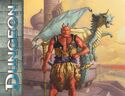 An efreeti and a blue dragon in the City of Brass, from the cover of Dungeon #174.