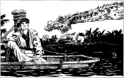 A domesticated catoblepas hungrily gazing at its wrangler.