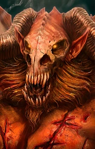 Orcus grinning happily. Or maliciously.