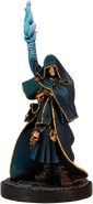 A miniature of Manshoon casting a spell.