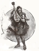 A bard (possibly Tanin Peninwale[speculation]), concept art by Vance Kovacs.