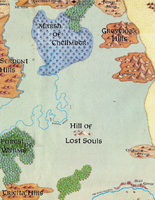 Map of the region known as the Backlands in 1367 DR.