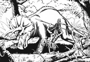 Tabaxi versus a triceratops.