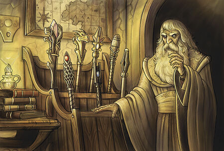 Wizard and staves