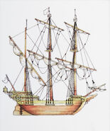 A galleon, as depicted in AD&D Trading Cards.