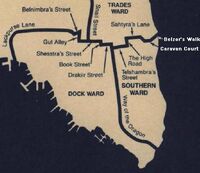 Map showing the boundary of Southern Ward circa 1357 DR.