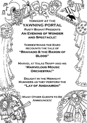 A playbill for Rusty Bighat's show.