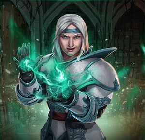 Laeral Silverhand enchanting her signature Silverhand gear for adventurers fighting to maintain the peace of Waterdeep.
