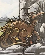 A depiction of a lesser basilisk from AD&D Trading Cards.