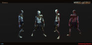 A depiction of a zombie.