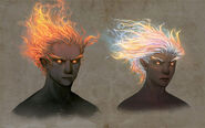Close up of fire genasi faces.