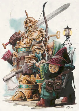 A techsmith works on their Gondsman construct.