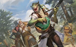A dragonborn  singing a tune.
