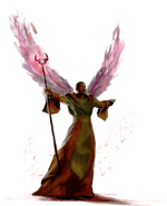 An aasimar channels his innate power to manifest a pair of wings.