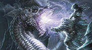 The white dragon glazhael freezing one of his victims.