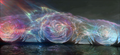 Concept art of the Wall of the Faithless from Mask of the Betrayer, by Justin Cherry