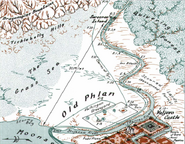 Part of the Dragonspine Mountains in relation to Phlan and the Quivering Forest.