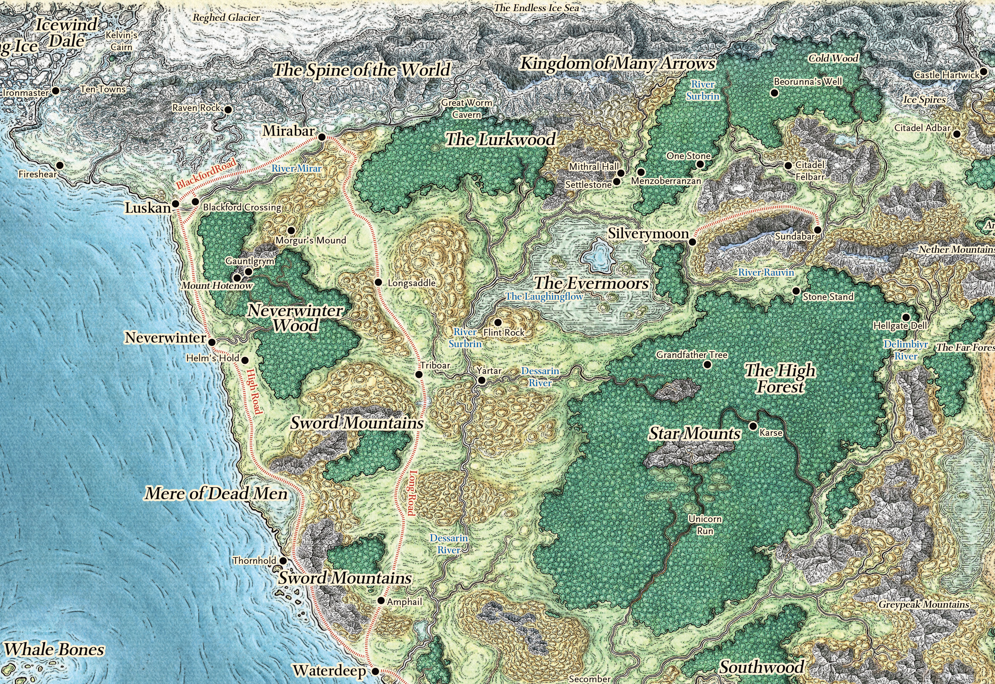 Map Of North Faerun Northwest Faerûn | Forgotten Realms Wiki | Fandom