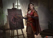The painter Kalain stands with a brush in his hand.