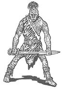 A qullan wields a broadsword.