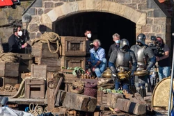 Knight extras, cargo, and treasure on the dock (courtesy PhotoGraft).