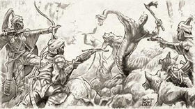 Hunters attack a nest of yuan-ti in the thick jungles of the .