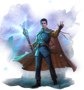 Simon Aumar with his hither-thither staff.