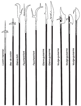 A simple illustration of various different combination weapons, as well as of the  and .
