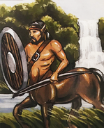 A centaur with a shield and a bow.
