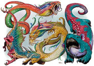 A group of lung dragons, including a t'ien lung (middle).