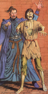 A necromancer ordering his zombie to attack.