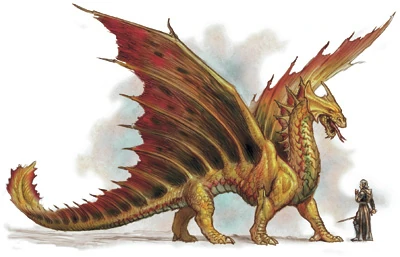 Adult brass dragon from dungeons & dragons 5e on Craiyon