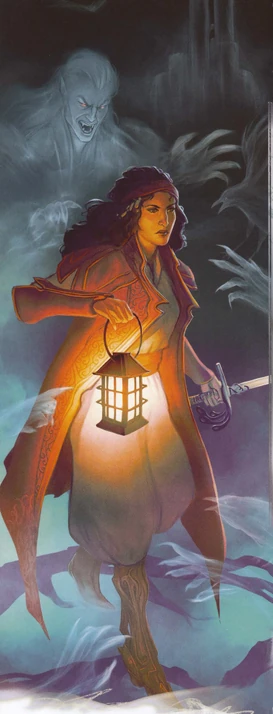 Ezmerelda d'Avenir travels through the Domains of Dread, haunted by the spectres of both her past and future.