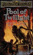 The paladin Kern Desanea battling an osyluth, as depicted on the cover of the novel Pool of Twilight.