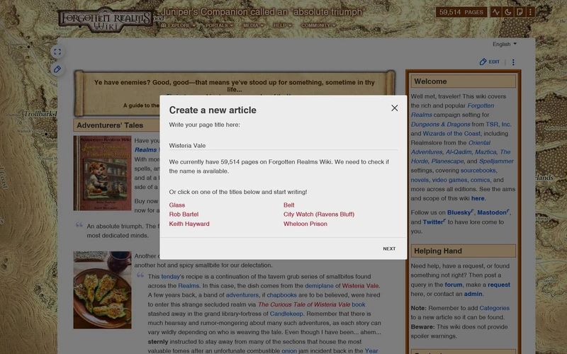 FRW create new article