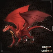 A depiction of a red dragon from Warriors of Waterdeep.