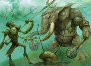 Thri-kreen and loxo waging a territorial dispute on the Shaar.