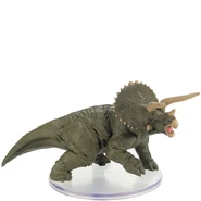 A miniature of a triceratops from the IotR: Sand & Stone set.