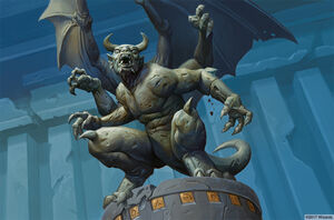 The giant four-armed gargoyles that guarded several sites within the Tomb, by Zoltan Boros.