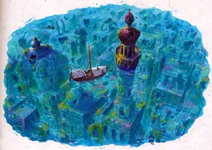 The city as it rose closer to the surface.