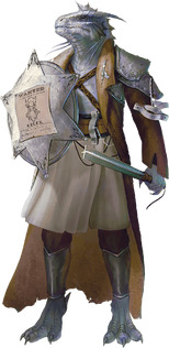 A dragonborn cleric of the .