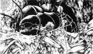 A giant crayfish tries cramming its way into a tight space.