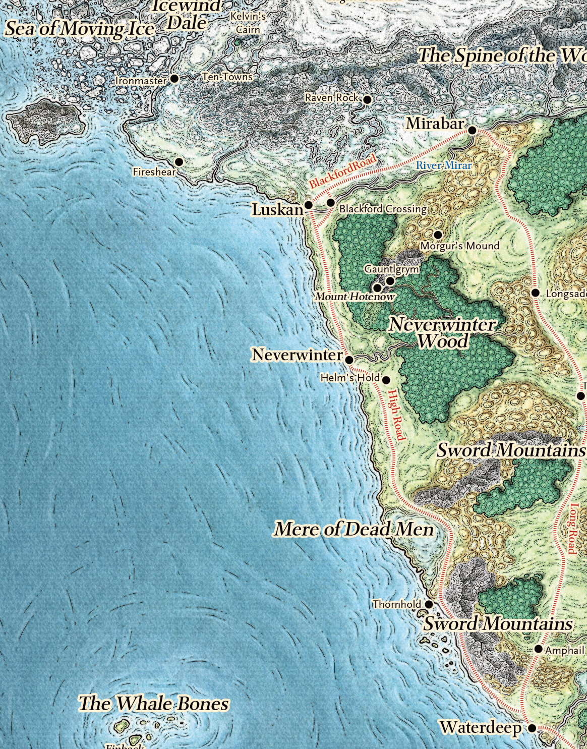 Map Of Northern Faerun Sword Coast North | Forgotten Realms Wiki | Fandom