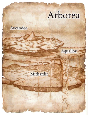 A representation of the layers of Arborea, according to the Great Wheel Cosmology. Hovering over the map will reveal main features. Clicking will link to the article for that location.