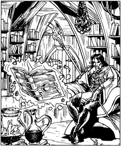 Sememmon deep in study in his private library in Darkhold.