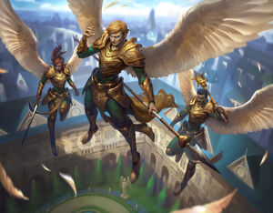 Battle angels in service of the god Tyr, from Commander Legends: Battle for Baldur's Gate.