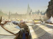 The Wide district of Baldur's Gate, a typical pavilion tent-filled market place.