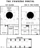 Floor plans of the Yawning Portal from Once in Waterdeep.