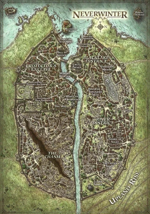A map of Neverwinter from three decades following the eruption.