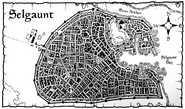 A city map of Selgaunt and its many districts in the late-14th century DR.